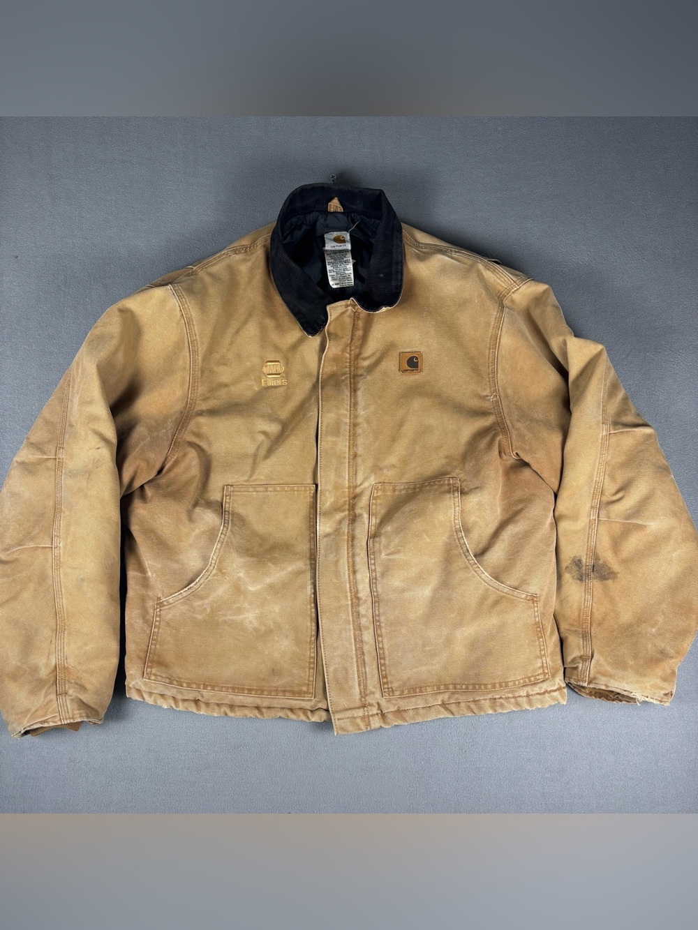 Carhartt Mens Jacket XL J22 BRN Napa Filters Corduroy Collar Brown Detroit Style